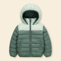 Boys Green Colorblocked Hooded Puffer Jacket Coats & Jackets Green 4-5 Y