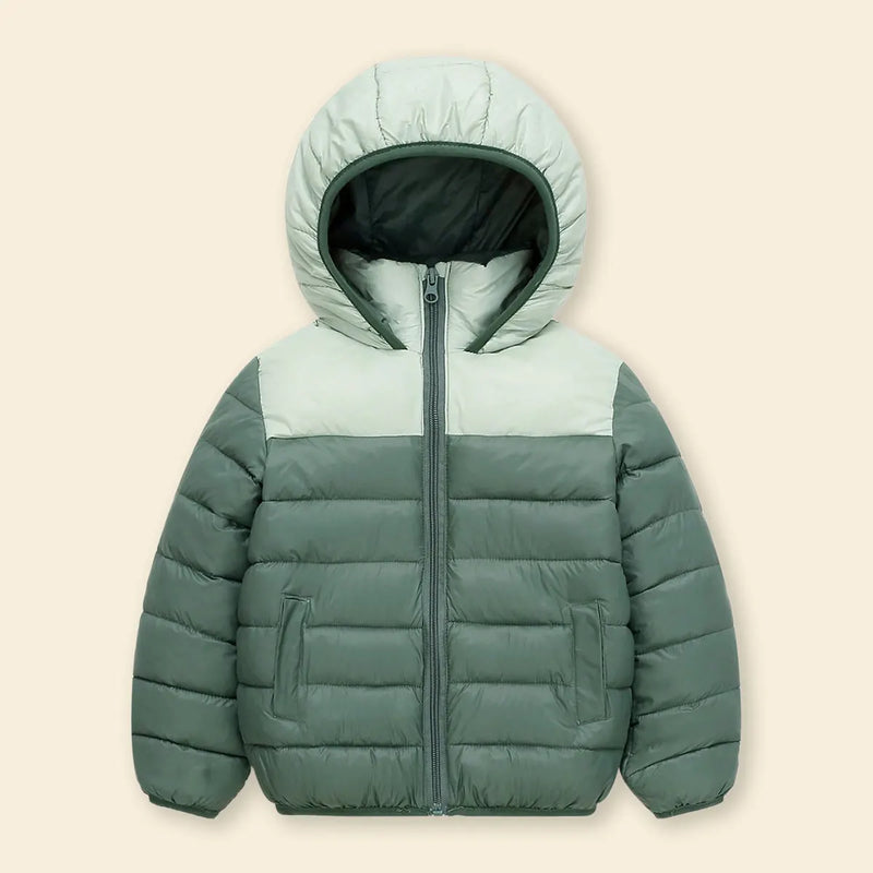 Boys Green Colorblocked Hooded Puffer Jacket Coats & Jackets Green 4-5 Y