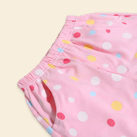 Girls Pink Polka Dot Printed Top With Shorts Co-ord Sets Sets