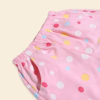 Girls Pink Polka Dot Printed Top With Shorts Co-ord Sets Sets