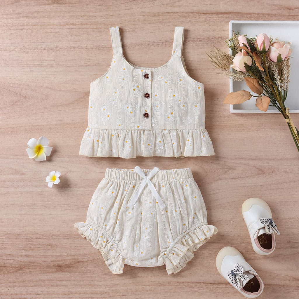 Girls Floral Printed Camisole Top With Shorts