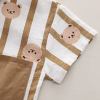 Boys Brown Striped Short Sleeves Shirt With Shorts Set 2 pc. Sets