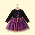 Girls Black Trick Or Treat Typography Print Fit & Flare Dress Casual Dresses Black 1-2 Y