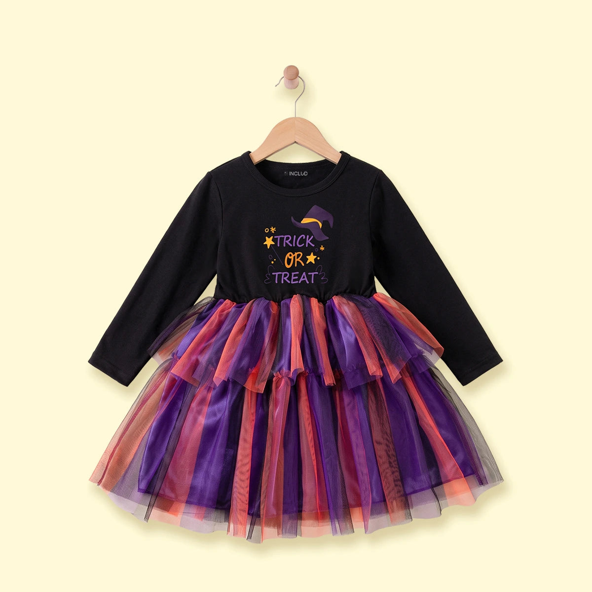 Girls Black Trick Or Treat Typography Print Fit & Flare Dress Casual Dresses Black 1-2 Y