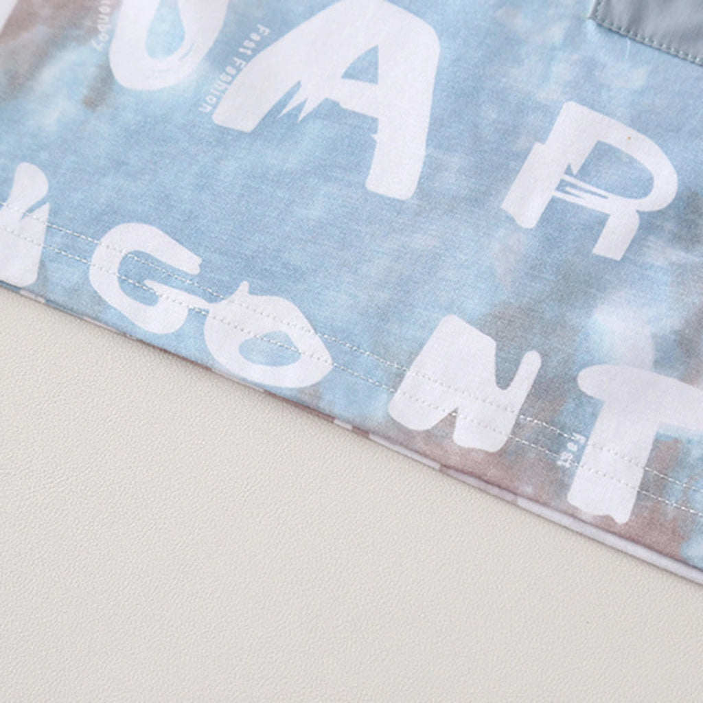 Boys Light Blue Typographic Printed Short Sleeve T-Shirt With Elasticated Shorts Sets 2 pc. Sets