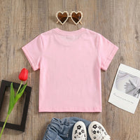 Girls Pink Candy Print Short Sleeve T-Shirt Tshirts