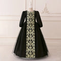 Girls Black Embroidered Maxi Dress With Puff Sleeves Casual Dresses Black 3-4 Y