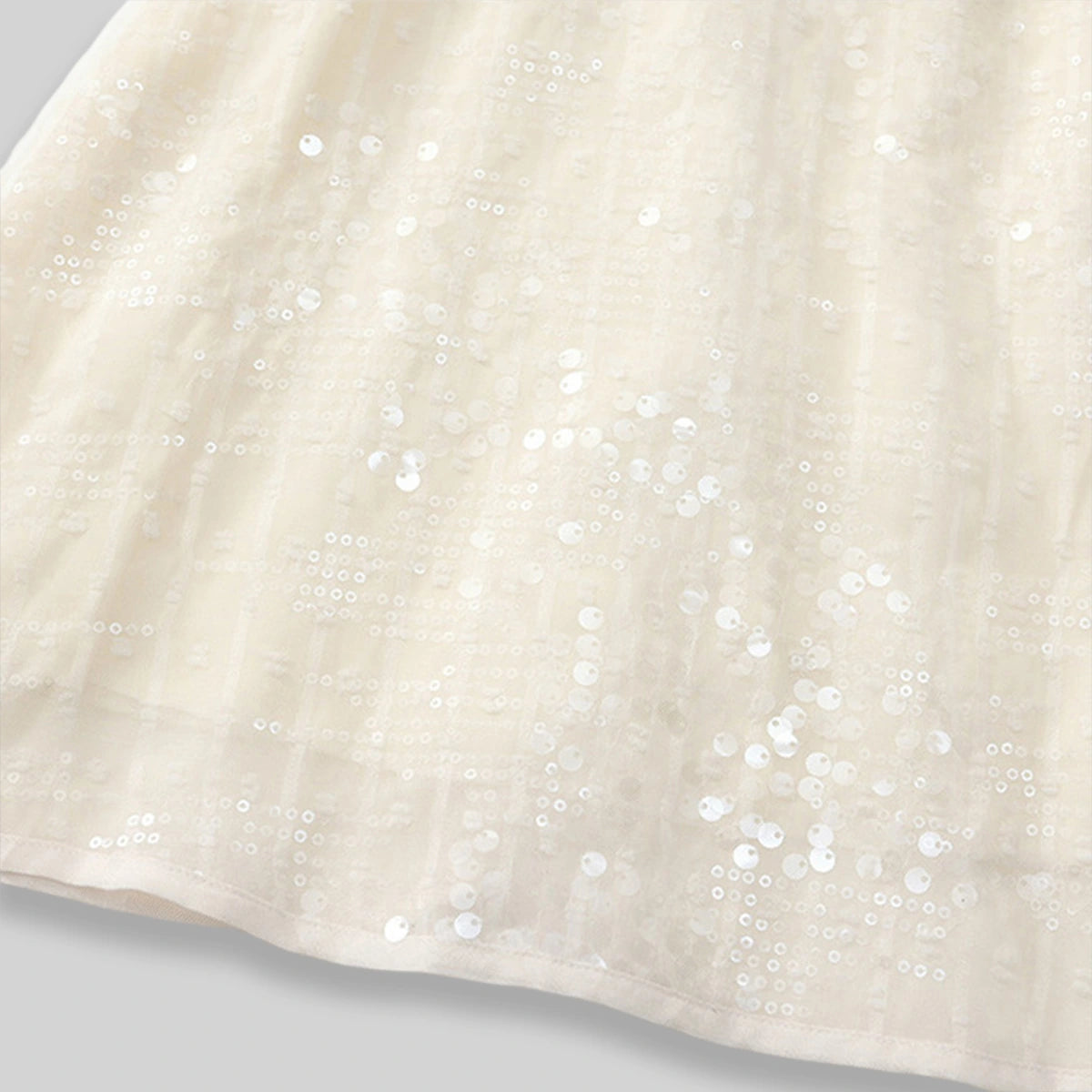 Girls Apricot Sequin Embellished Sleeveless A-line Dress Casual Dresses