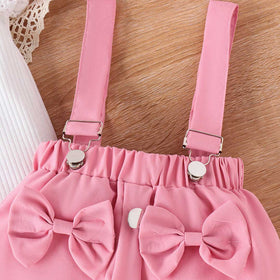 Girls Flared Sleeve Top With Suspender Skirt & Hat Set Sets   
