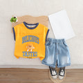 Boys Orange Printed Extended Sleeves T-Shirt With Denim Shorts Set 2 pc. Sets Orange 1-2 Y