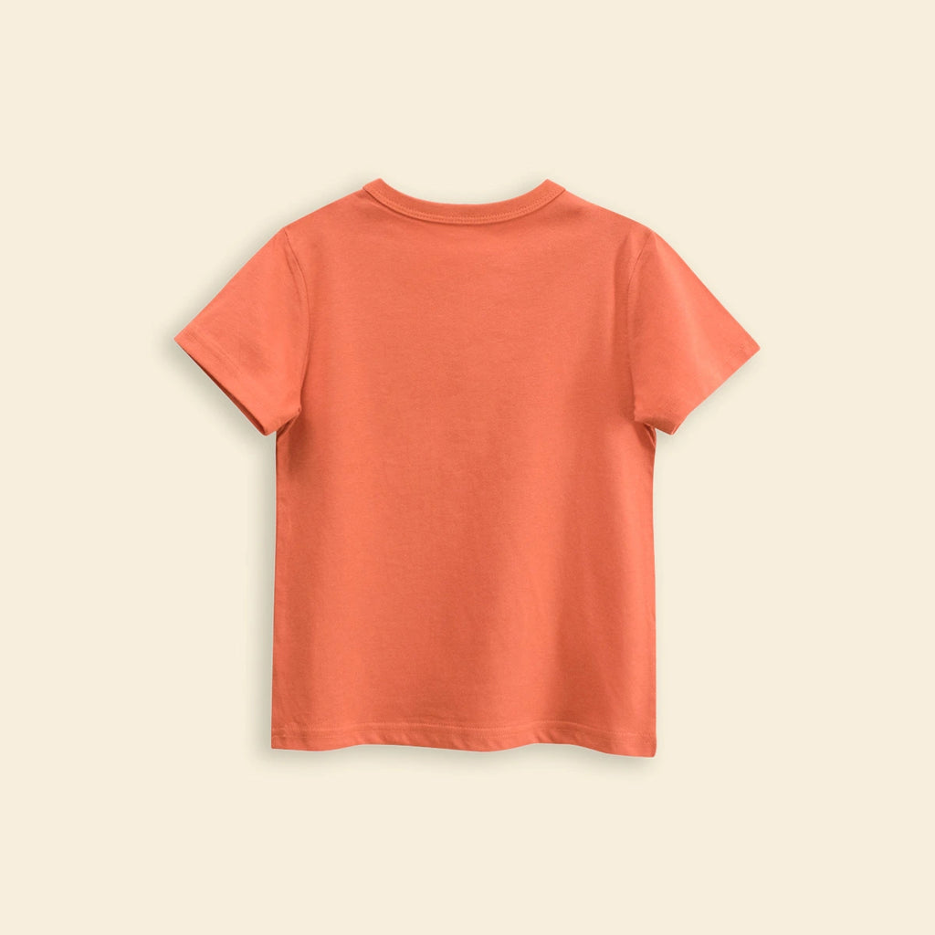 Boys Orange Graphic Cartoon Printed Short Sleeves T-Shirt Tshirts