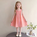 Girls Peach Self-Design Sleeveless A-Line Dress Casual Dresses Peach 1-2 Y