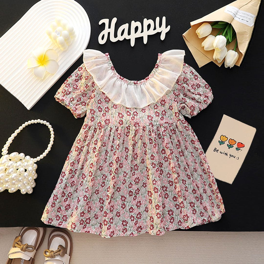 Girls Floral Printed Casual Dress