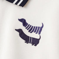 Boys White Graphic Polo Sweatshirt With Denim Pants Sets Sets