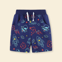 Boys Space Ship Printed Rib Waist Shorts Shorts   