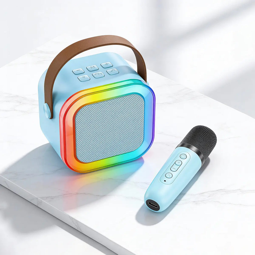 Kids Blue Bluetooth Karaoke Speaker with Wireless Microphone Trending Accessories