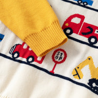 Boys Multicolor Regular Sweater With Self-Design Crane Cartoon Patterns Sweaters & Cardigans
