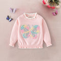 Girls Light Pink Butterfly Applique Regular Sweater Sweaters & Cardigans Light Pink 2-3 Y