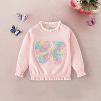 Girls Light Pink Butterfly Applique Regular Sweater Sweaters & Cardigans Light Pink 2-3 Y