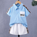Boys Blue Polo T-shirt with Shorts Set Sets Blue 2-3 Y