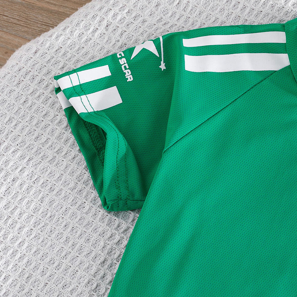 Boys Green Striped Raglan Sleeves T-Shirt With Shorts Set 2 pc. Sets