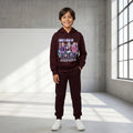 Boys Maroon K-Pop Neo Sound Graphics Hoodie With Jogger Co-ord Sets Sets Maroon 6-7 Y