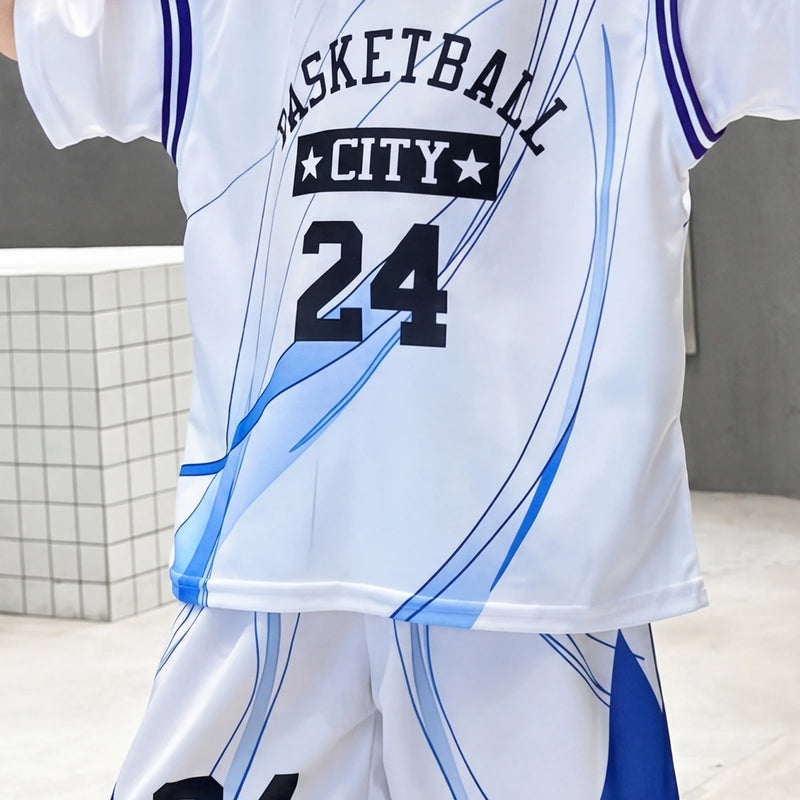 Boys White Typographic Print Short Sleeve T-Shirt With Elasticated Shorts Sets 2 pc. Sets