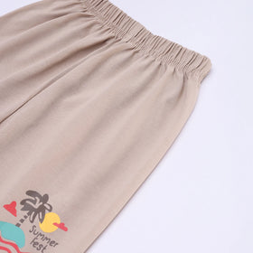 Boys Khaki Tropical Palm Print T-Shirt With Shorts Sets 2 pc. Sets