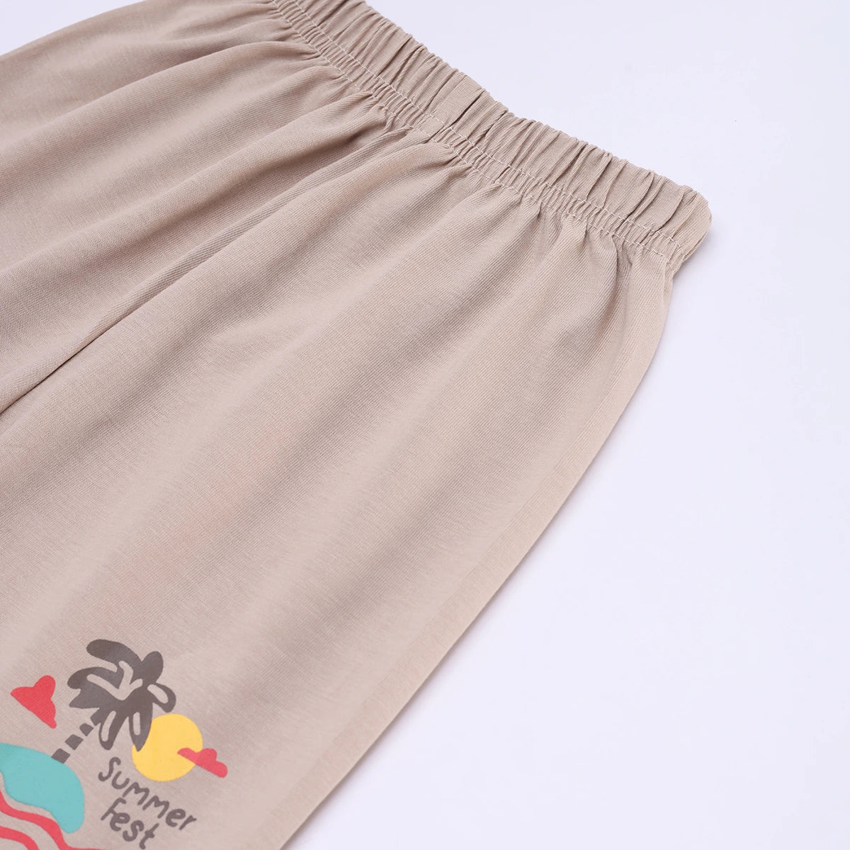 Boys Khaki Tropical Palm Print T-Shirt With Shorts Sets 2 pc. Sets