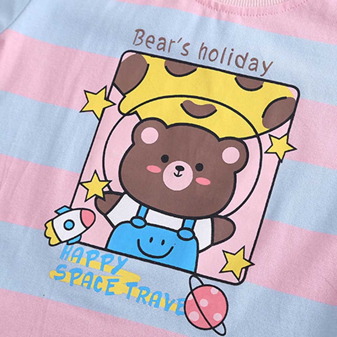 Boys Striped Graphic Print T-Shirt With Shorts Set Sets   