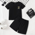 Boys Black Graphic Short Sleeve T-Shirt With Shorts Sets 2 pc. Sets Black 3-4 Y