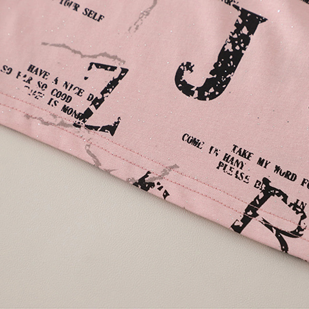 Boys Pink Typographic Printed Short Sleeve T-Shirt With Denim Shorts Sets 2 pc. Sets