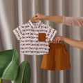 Boys Brown Printed Contrast Front Pocket Shirt With Shorts Set 2 pc. Sets Brown 1-2 Y