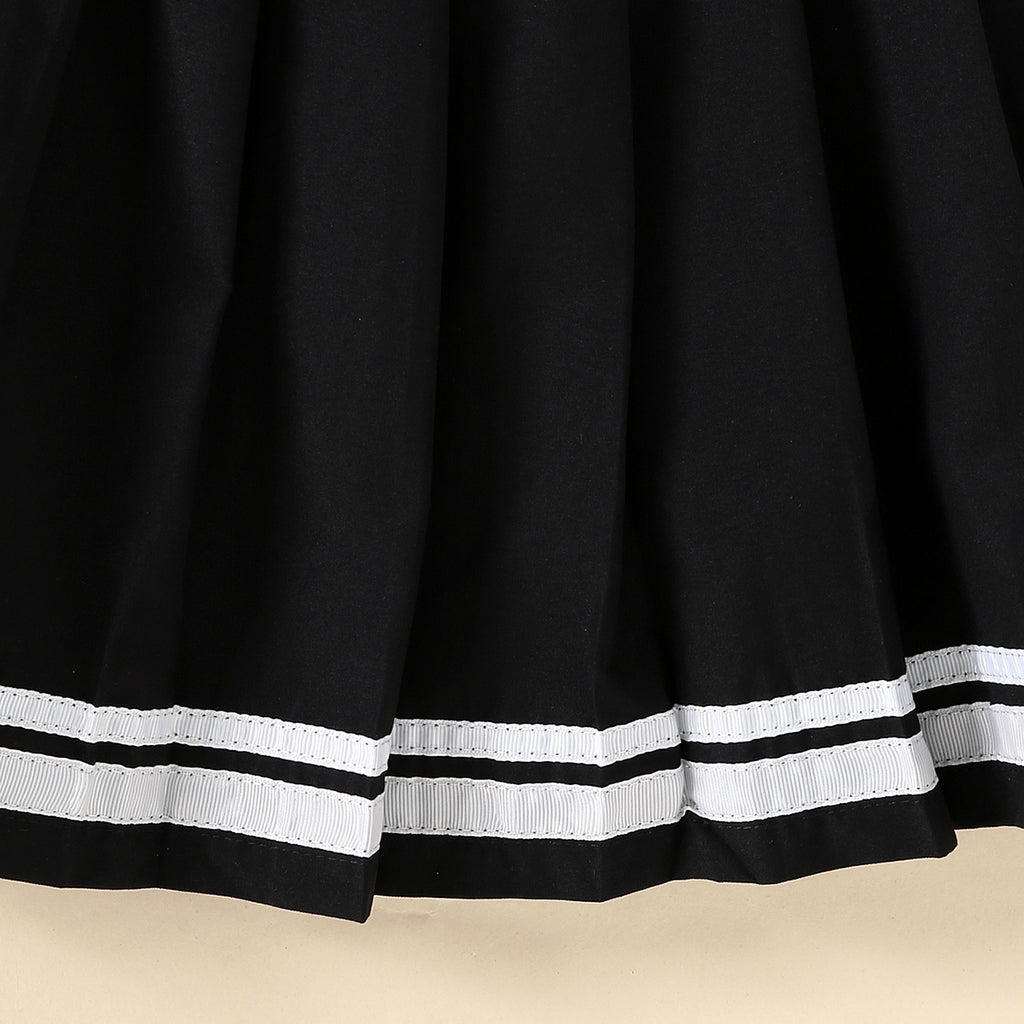 Girls Alphanumeric Printed Crop Top With Black Skirt 2 pc. Sets