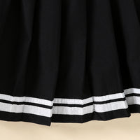 Girls Alphanumeric Printed Crop Top With Black Skirt 2 pc. Sets