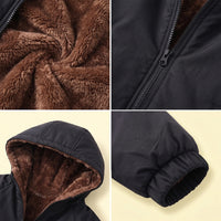 Boys Black Long Sleeve Hooded Zip-up Jacket Coats & Jackets