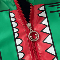Boys Green Graphics Printed Hooded Zip-up Jacket Coats & Jackets