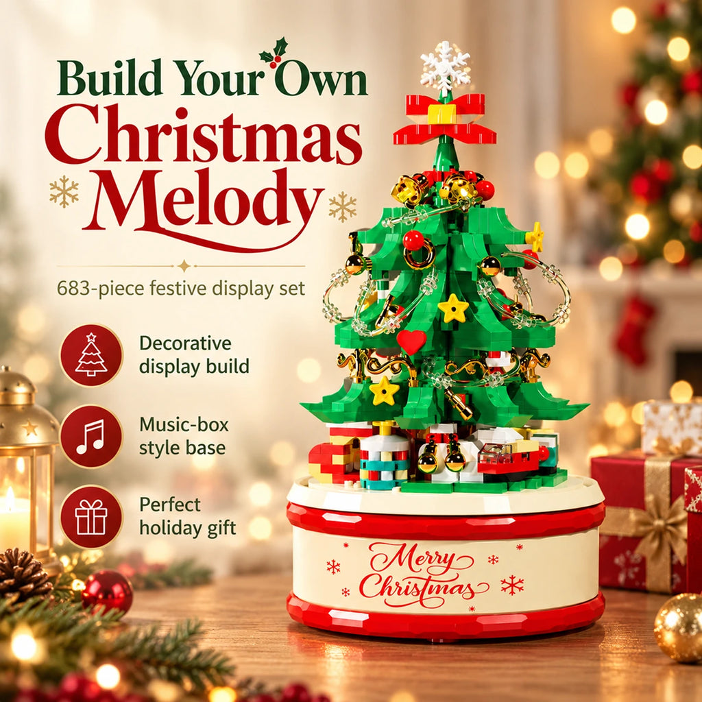 Christmas Tree Music Box Building Blocks Set - 683 PCS 3 Year Plus Trending Accessories