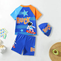 Boys Blue Space Themed Short Sleeves T-Shirt & Shorts Swimsuit Sets Sets