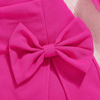 Girls Pink 3D Flower Applique Crop Top With Skorts &Sling Bag Sets Sets