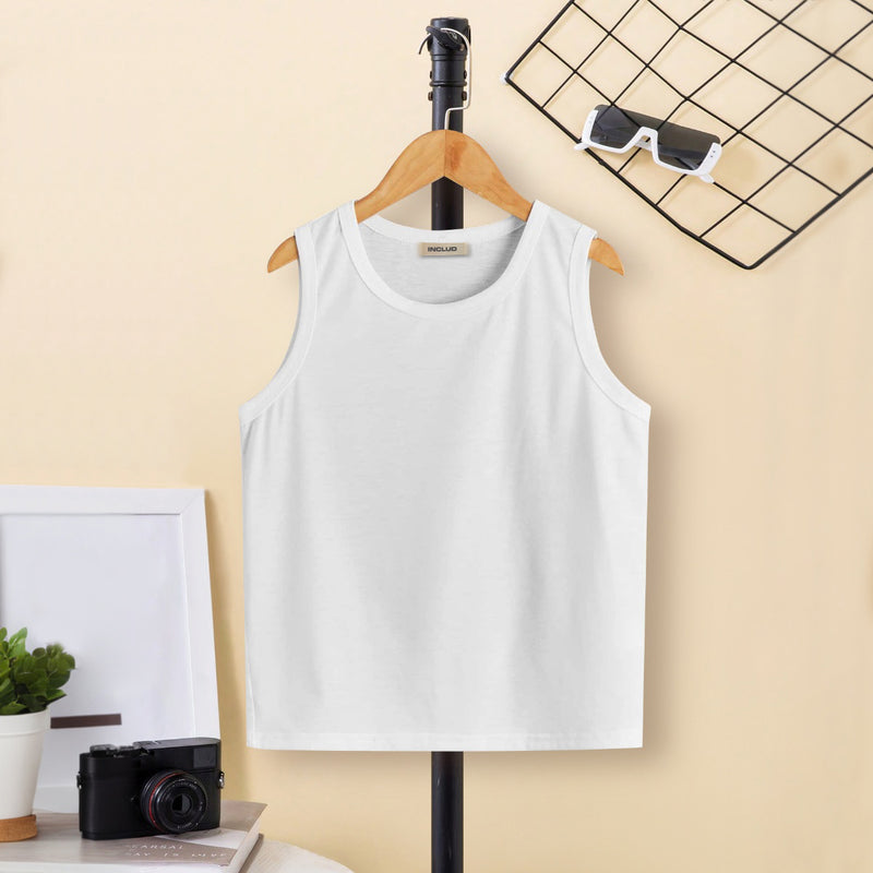 Boys Multicolor Solid Sleeveless Vests ( Pack Of 3 ) Tshirts