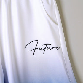 Boys White-Blue Ombre Effect T-shirt with Shorts Set Sets