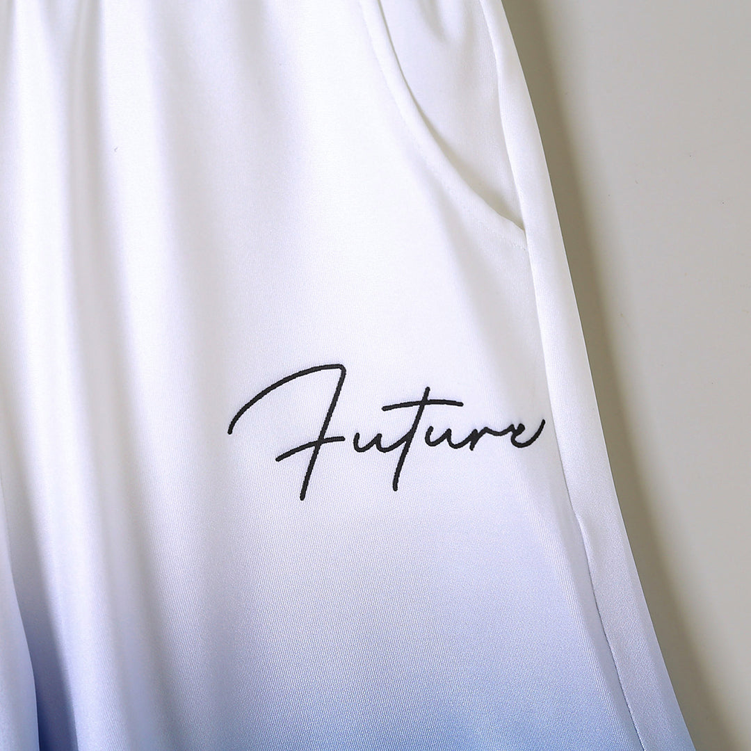 Boys White-Blue Ombre Effect T-shirt with Shorts Set Sets