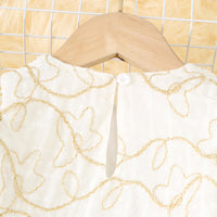 Girls White Puff Sleeve Embroidered Dress Casual Dresses