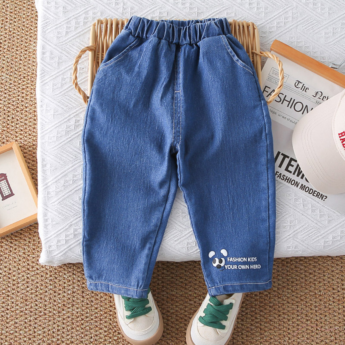 Boys Green Stripes Oversized Shirt With Denim Pants Set 2 pc. Sets