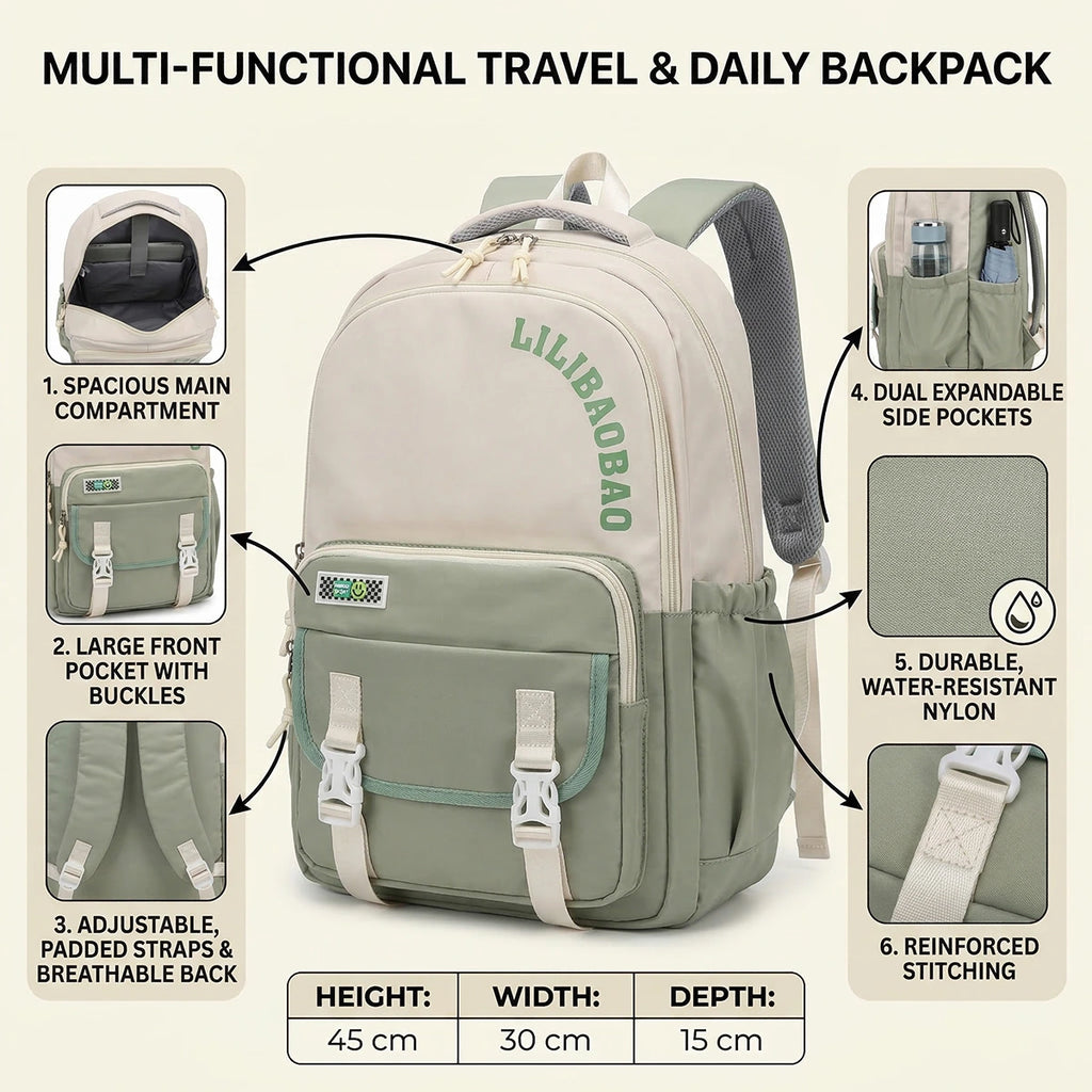 Kids Green Lilibao School Backpack Trending Accessories