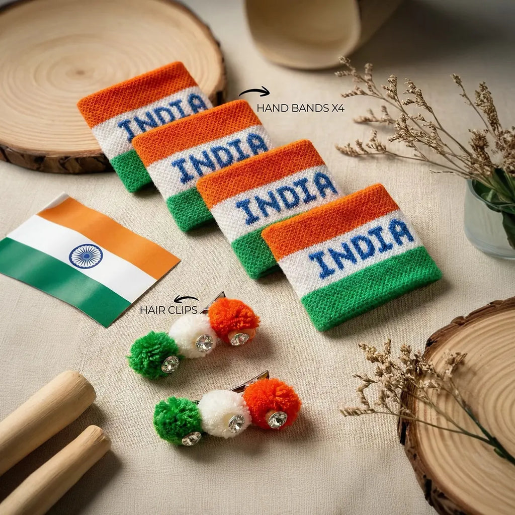 Kids India Republic Day 6-Piece Wristband & Hair Clip Set Trending Accessories Multicolor Onesize