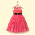 Girls Pink Ruffled Sleeveless Fit & Flare Party Dress Party Dresses Pink 1-2 Y