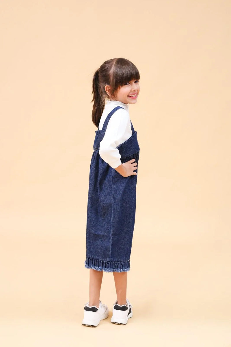 Girls Pullover with Denim Dungaree Set Sets
