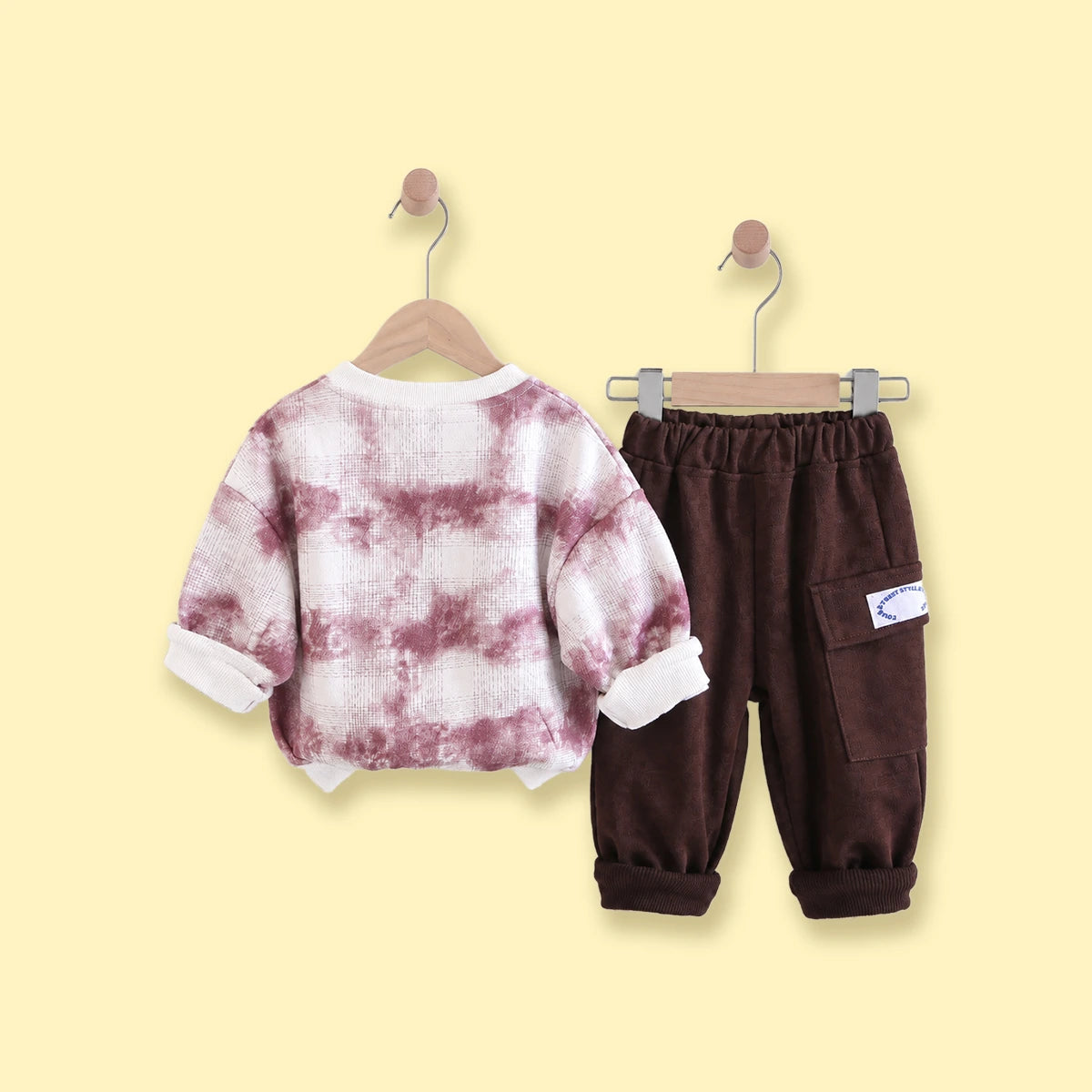 Boys Purple Tie & Dye Raglan Sleeve Sweatshirt With Joggers Sets 2 pc. Sets